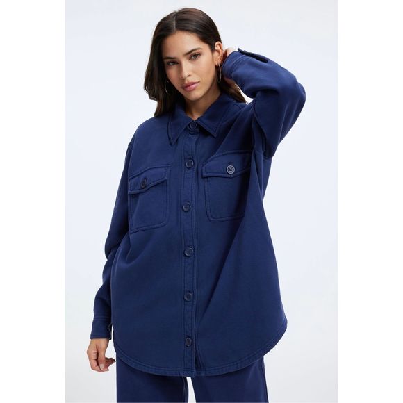 Good American Fleece Jacket in Blue Rinse Size 00/0 - Picture 1 of 14